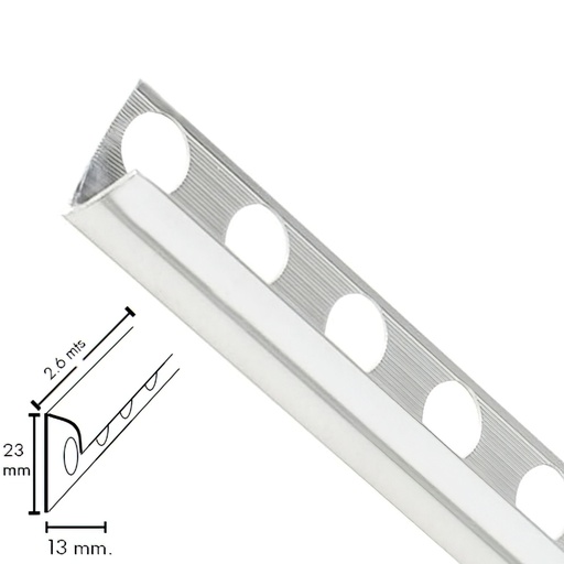 [2541510] Guardacantos Metal Redondo Brillo Barra 2,6 Metros