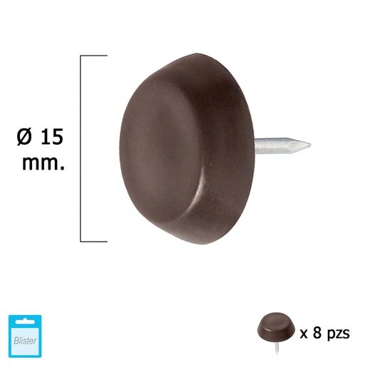 [5130105] Deslizante Pequeño Marron Ø15 (Blister 8 Unidades)