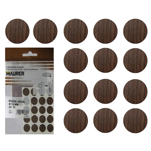 [5440116] Tapatornillos Adhesivos Nogal (Blister 20 unidades)