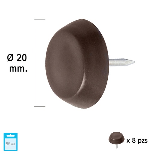 [5130125] Deslizante Grande Marron Ø20 (Blister 8 Unidades)