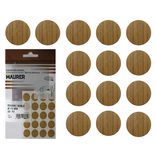 [5440114] Tapatornillos Adhesivos Roble (Blister 20 unidades)