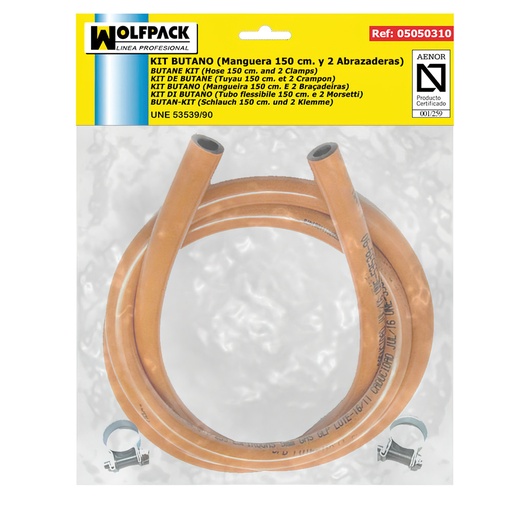 [5050310] Kit Butano (Manguera 1,5 Metros con 2 Abrazaderas)
