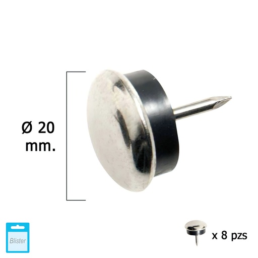 [5130145] Deslizante Metal Goma Claro Ø20 (Blister 8 Unidades)