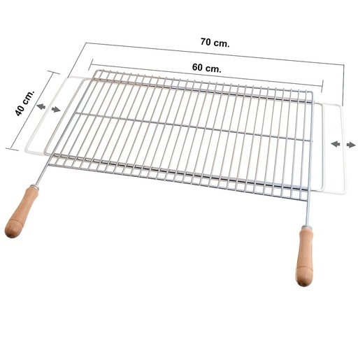 [8160400] Parrilla Barbacoa Extensible 60/70x40cm Zincada