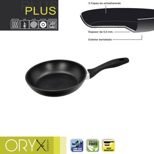 [5023305] Oryx Sartén Aluminio Antiadherente Plus, Forjada, Apta Inducción, Libre PFOA, Diámetro 20 cm, Espesor 5 mm.