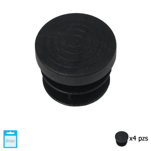 [5330652] Contera Redonda Interior Negra 20mm. Blister 4 piezas.
