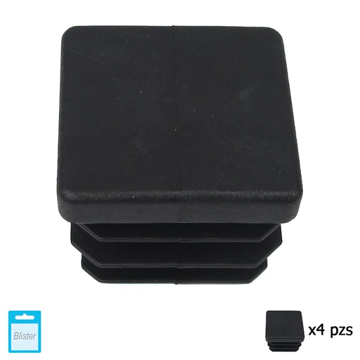 [5330706] Contera Cuadrada Interior Negra 30x30 mm. Blister 4 piezas.