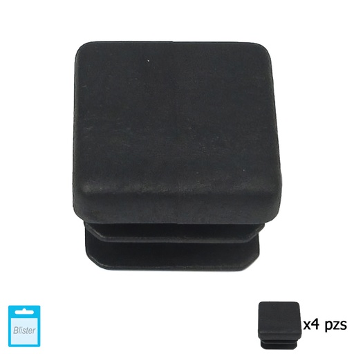 [5330704] Contera Cuadrada Interior Negra 20x20 mm. Blister 4 piezas.