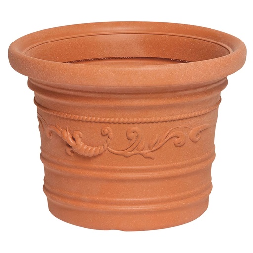 [8093400] Saturnia Macetero Resina Redondo, Color Terracota, Resistente, Ideal Exterior, 35 Cm Diametro.