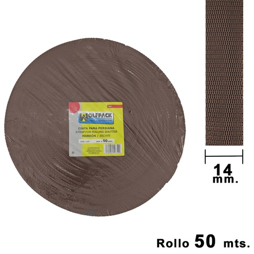[5250505] Cinta Persiana Wolfpack Marrón 14 mm. Rollo 50 Metros