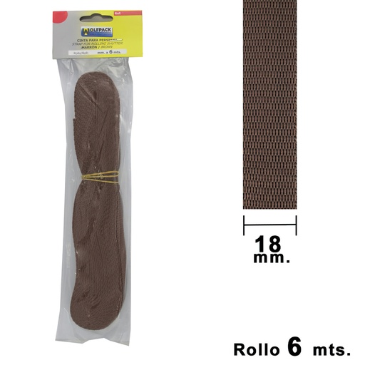 [5250510] Cinta Persiana Wolfpack Marrón 18 mm. Rollo 6 Metros