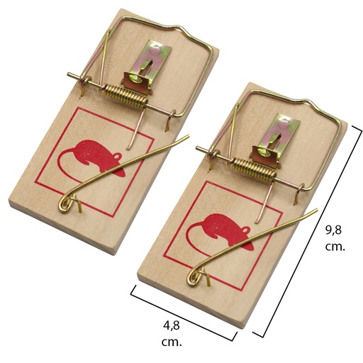 [14041000] Trampas ratones madera 9.8 x 4.8 cm. (2 unidades)