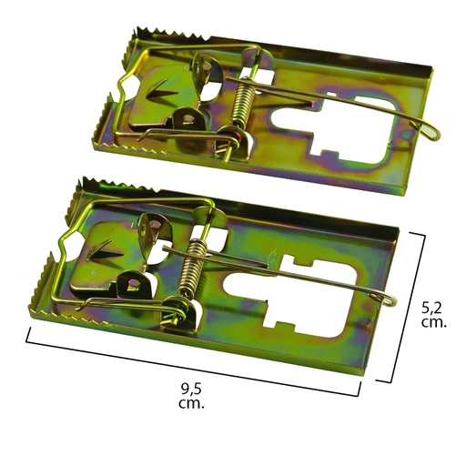 [14041020] Trampa ratones metálica galvanizada 9.5 x 5.2 cm. (Bolsa 2 unidades)