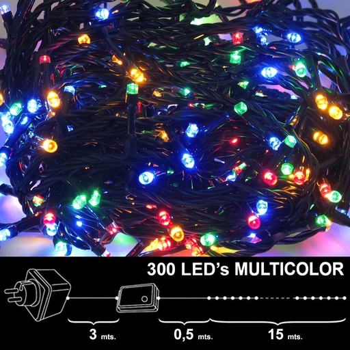 [5490045] Luces Navidad 300 Leds Luz Multicolores Interior / exterior (IP44)