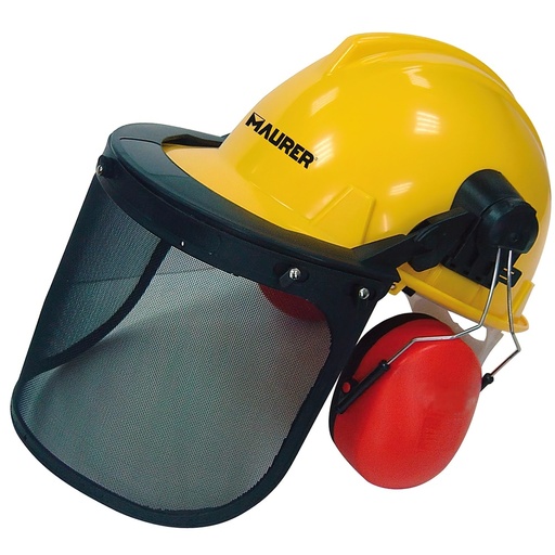 [15040685] Casco Con Visera, Protector Facial De Rejilla  y Protector Auditivo