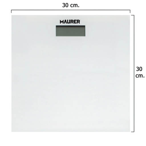[5530007] Bascula Baño Digital Cristal Blanco 30 x 30 cm.