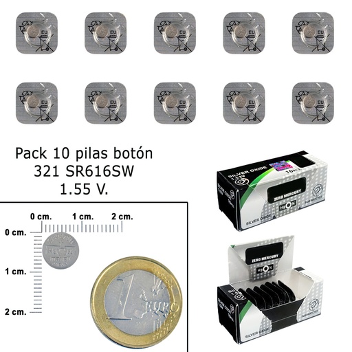 [19040835] Pila Boton Oxido De Plata 321 / SR616SW (Caja 10 Pilas)
