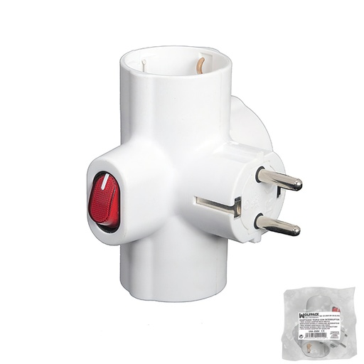 [19110047] Adaptador / Ladron Triple Schuko 16 A 250v Con Interruptor
