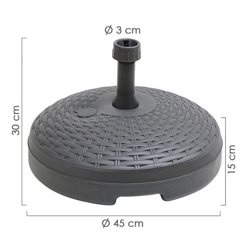 [8091910] Base Sombrilla Resina Simil Ratan Ø45x15 cm. 20 litros Antracita