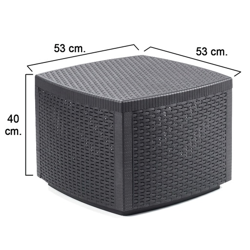 [8330145] Mesa Resina Auxiliar Simil Rattan Cofre 53x53x40 cm.