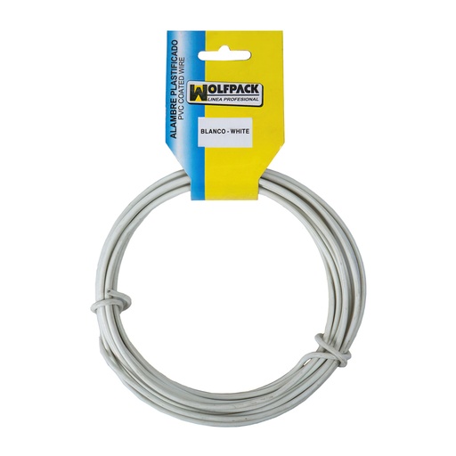 [1010504] Alambre Plastificado (Rollo 10 Metros) Blanco Nº 16 / 2.7 mm.