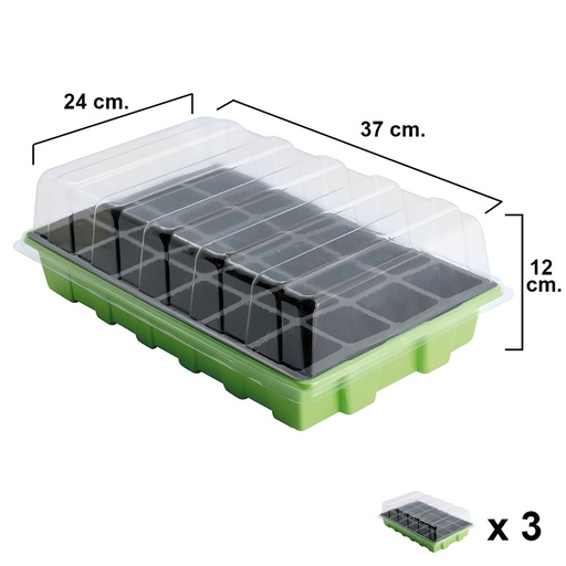 [8093150] Semillero Germinación Invernadero 24 Compartimentos Con Bandeja Anti Goteo Sets De 3 Piezas Siembra / Germinacion de plantas