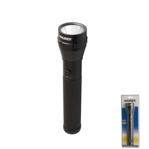 [19041265] Linterna LED De Mano De Aluminio A Pilas	(2 D) Alta Luminosidad 120 Lumenes (3 Funciones) Mango Estriado