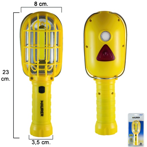 [19071655] Linterna Led Multifunción Con Luz Emergencia A pilas (3AA) 300 Lumenes Con Iman y Gancho