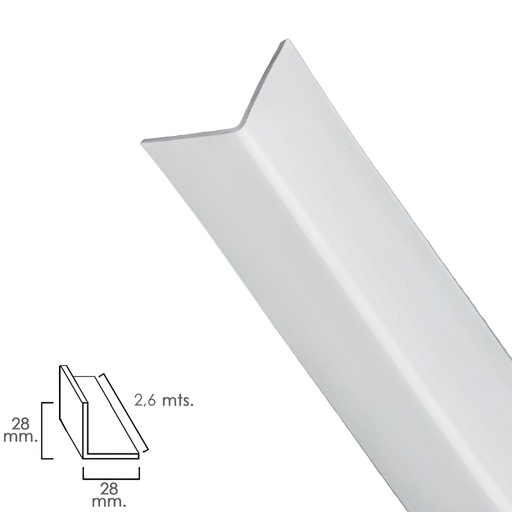 [2540255] Perfil Pvc Angulo 25x25 mm. Blanco Barra 2,5 metros