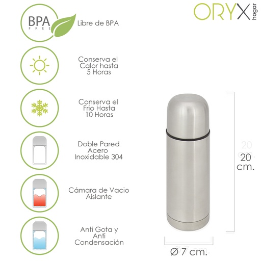 [5075000] Termo Liquidos 350 Ml, Acero Inoxidable, Libre BPA, Antigoteo