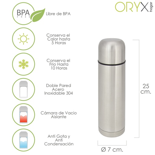 [5075005] Termo Liquidos, Capacidad 500 ML. Libre BPA, Acero Inoxidable, Antigoteo