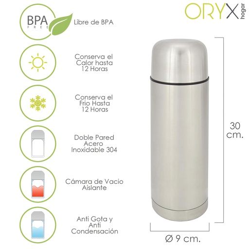 [5075010] Termo Liquidos, Capacidad De 750 ML. Libre BPA, Acero Inoxidable, Antigoteo