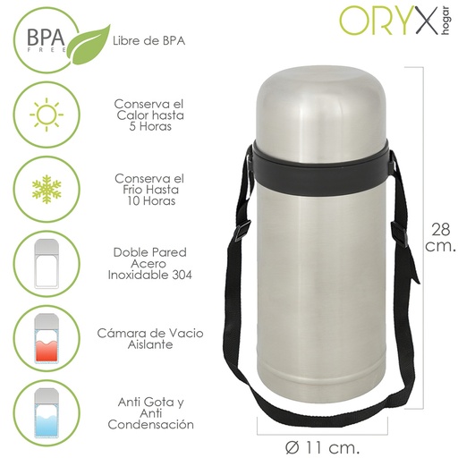 [5075025] Termo Solidos y Liquidos, 1 Litro De Capacidad, Libre BPA, Acero Inoxidable, Antigoteo