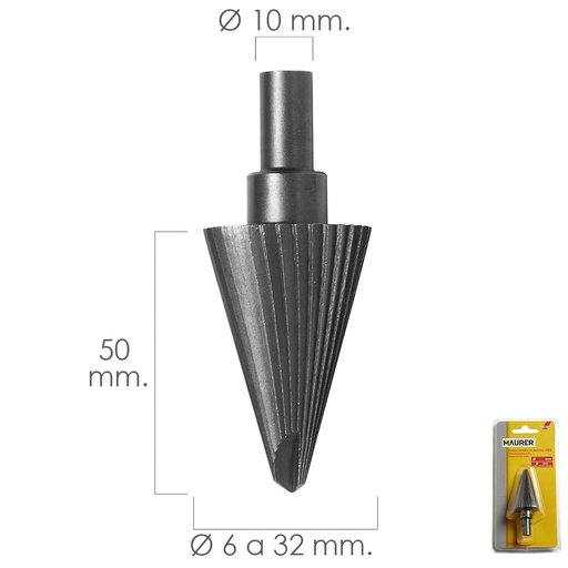 [7040005] Fresa Conica Hss Ø 6-32 mm. Para Taladro / Fresadora