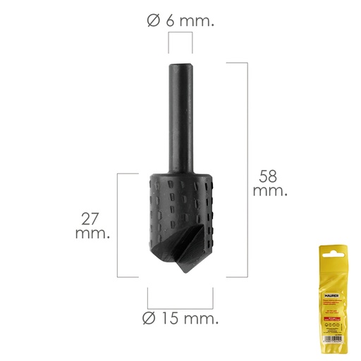 [7040090] Fresa Rotativa Madera Para Vaciado Ø 15 mm. Para Taladro / Fresadora
