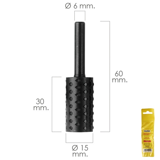 [7040075] Fresa Rotativa Para Madera Cilindrica Ø 15 mm. Para Taladro / Fresadora