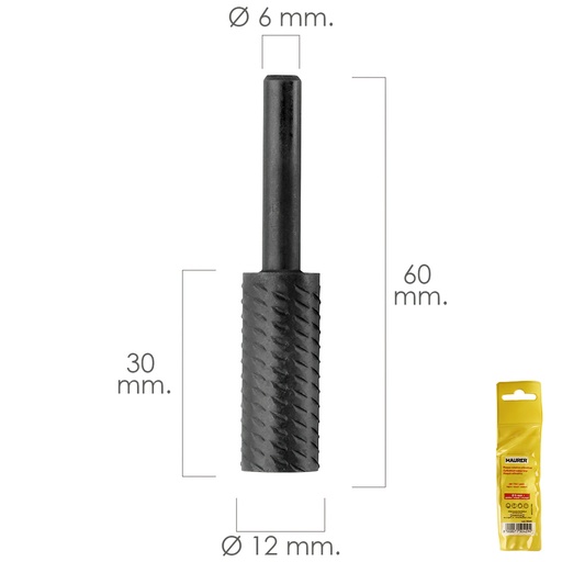 [7040050] Fresa Rotativa Para Metal Cilindrica Ø 12 mm. Para Taladro / Fresadora
