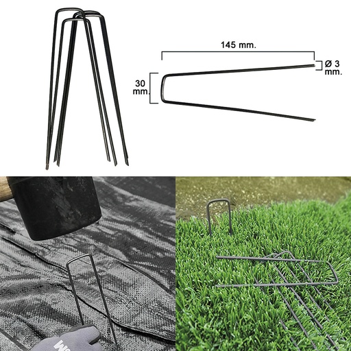 [1030001] Grapa Metálica Para Fijacion Mallas y Cesped (20 Piezas)