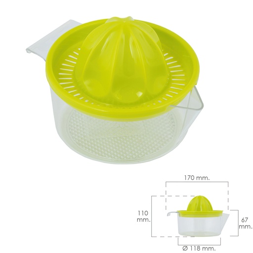 [5071055] Exprimidor Zumo Manual Frutas Con Jarra Plástico Ø 12 x 11 cm.