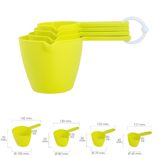 [5071105] Set 4 Cacitos / Vasos Medidores 60 / 80 / 125 / 250 ml.
