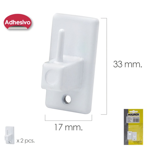 [5340500] Gancho Visillo / Cortina Adhesivo Blanco (Blister 2 Piezas)