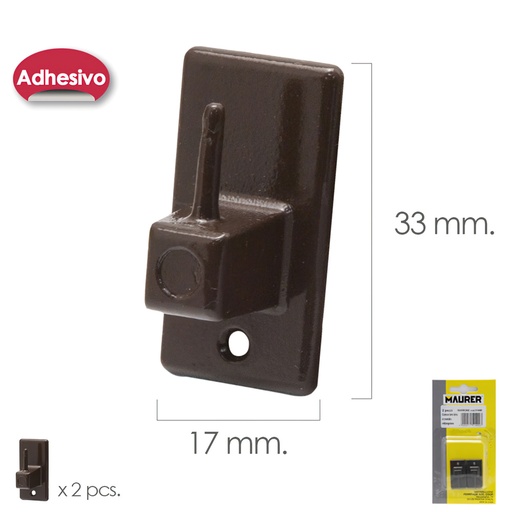 [5340501] Gancho Visillo / Cortina Adhesivo Marron (Blister 2 Piezas)
