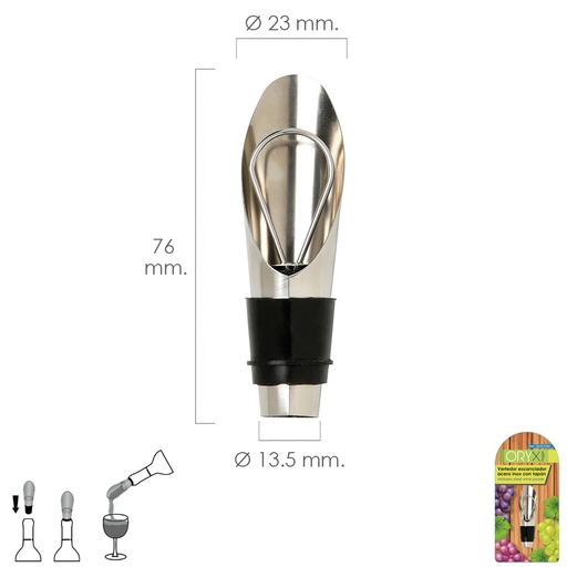 [5057090] Vertedor Escanciador Vino Acero Inoxidable Con Tapon