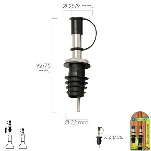 [5057100] Tapon Vertedor Inoxidable Con Tapadera (2 Unidades)