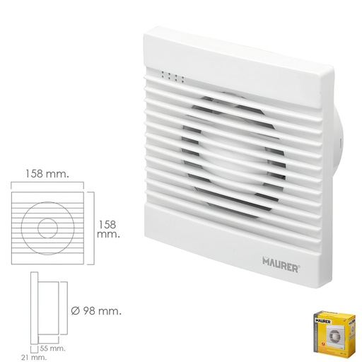 [19030600] Extractor Humos Baño 13 Watt. Salida Ø 98 mm.