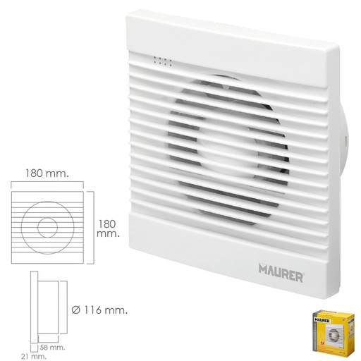 [19030605] Extractor Humos Baño 16 Watt. Salida Ø 116 mm. Extractor Humo, Extractor Baño, Extractor Baño Humos,extractor Olores,