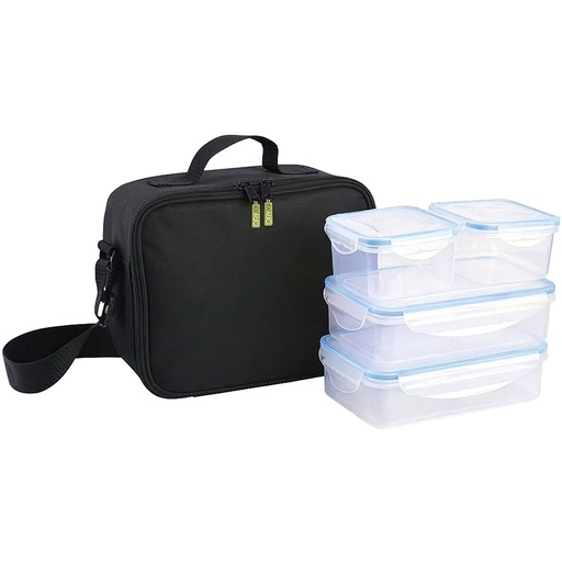 [5025050] Bolsa Termica Con 4 Recipientes Hermeticos Plastico (2x800 ml + 2x400 ml.)