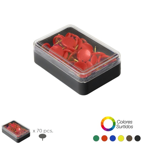 [3081300] Chinchetas Colores Surtidos (Caja 70 Unidades)