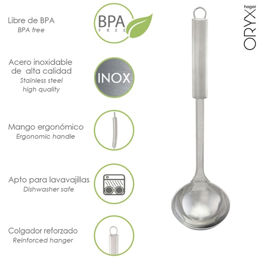 [5076021] Cucharon Cocina Acero Inoxidable 9x33,5 (Alt.) cm.