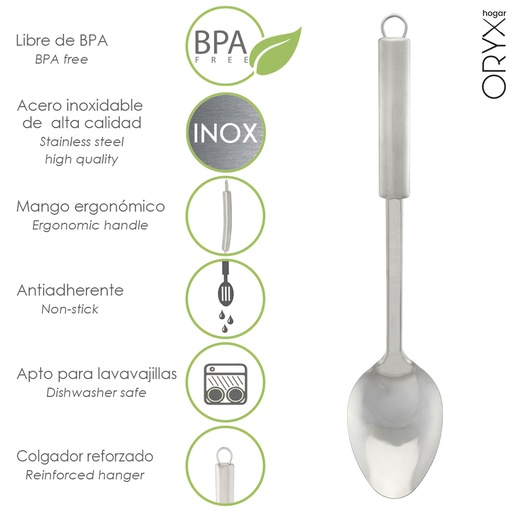 [5076020] Cuchara Servir Cocina Acero Inoxidable 7 x 30,5 (Alt.) cm.